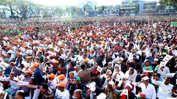 সিলেটে শেখ হাসিনার জনসভায় জনতার ঢল