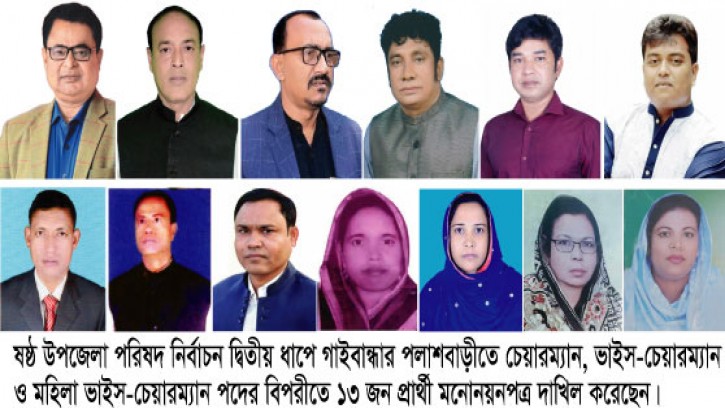 পলাশবাড়ী উপজেলায় দু্ই পদে ১৩ প্রার্থীর মনোনয়ন দাখিল 